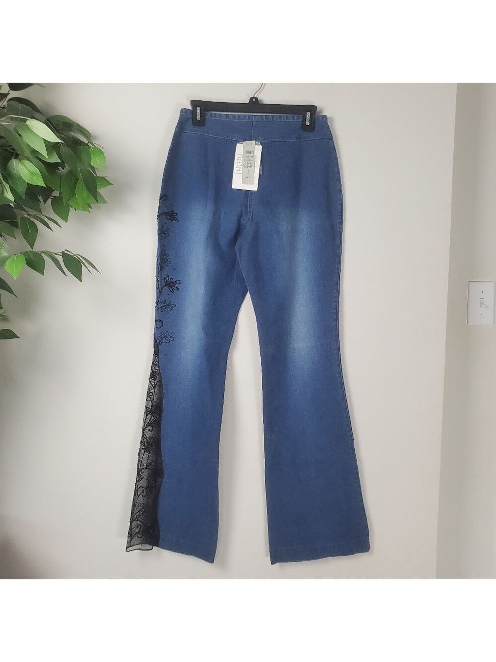 Cache Embroidered Flare Jeans Lace Detail Women Size 6 - Picture 6 of 16